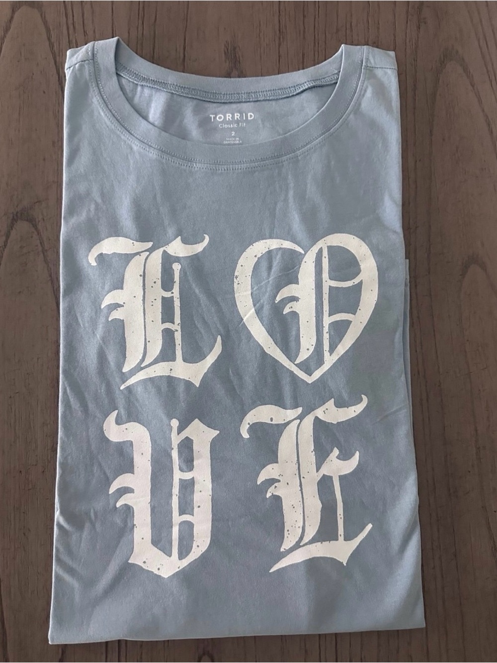 TORRID BLUE “LOVE” CLASSIC CREW TEE WOMENS SIZE 2X